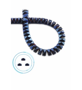 Hematit Doğal Taş Parlak Mavi Piramit Kesim Çift Delik 8x4mm Dizi [AA]