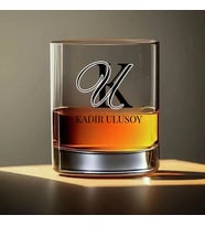 Kişiye Özel Baş Harfli Viski Bardağı - İsme Özel Monogram Tasarım Kadeh