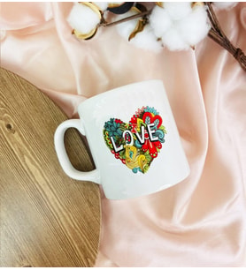 Lexroo Love Kalp Tasarımlı Kupa Bardak