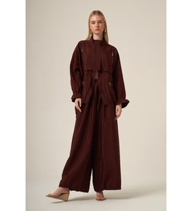 FTZ Women Kadın Pamuk Paraşüt Oversize İkili Takım Mürdüm 31344
