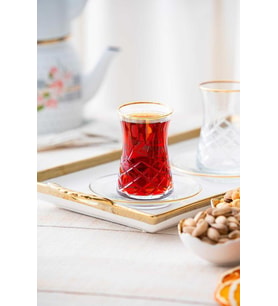 Acar Roland Gold 12 Parça Çay Seti HMS-06750 (Şeffaf)