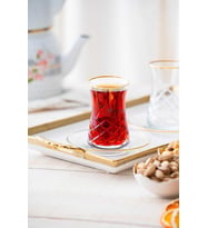 Acar Roland Gold 12 Parça Çay Seti HMS-06750 (Şeffaf)