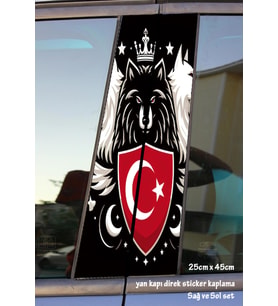 kurt türk sticker yan kapı direk kaplama 2li sol sağ takım yapıştırma