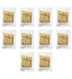 Ahşap Yassı Tutamaklı Saplı Çöp Şiş - Boy : 12 Cm. - 100 Adetlik 10 Paket