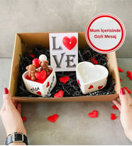 Kişiye Özel Gizli Mesajlı Kalp Kapta Mum-Love Mini Kalp Mum-Kişiye Özel İsİmli Aşık Ayıcıklar Mum Seti