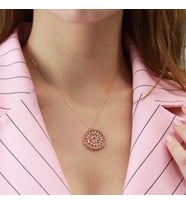 Yaşam Çiçeği Renkli Zirkon Taşlı Rose Gold Kaplama Gümüş Kolye