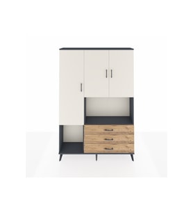 Arges Dolap 6 Raflı 3 Çekmeceli 3 Kapaklı 132x30x195 Antrasit-Aytaşı/Çam