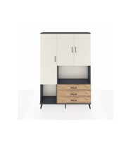 Arges Dolap 6 Raflı 3 Çekmeceli 3 Kapaklı 132x30x195 Antrasit-Aytaşı/Çam