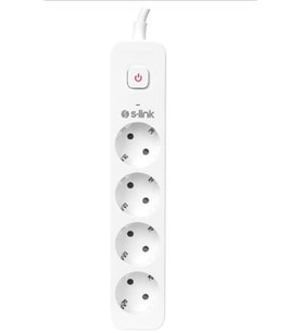 S-link SPG401S 1.5m 1.5mm 100 yüzde Bakır 750 Joule 4 lü Anahtarlı Akım Korumalı Priz