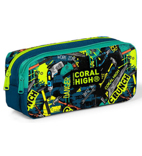 Coral High İki Bölmeli Erkek Çocuk Nefti Duvar Yazıları Kalem Çantası Kalemlik