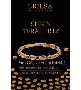 Sertifikalı Para Güç ve Enerji Bilekliği – Sitrin ve Terahertz Doğal Taş 4 mm Ayarlanabilir