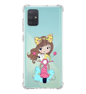 Samsung Galaxy A71 Uyumlu Köşe Korumalı Antişok Kapak Vespagirl Tasarımlı Şeffaf Silikon Kılıf