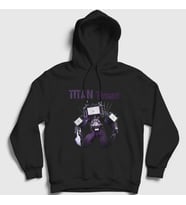 Presmono Unisex Beyaz Titan Tvman Skibidi Toilet Kapüşonlu Sweatshirt 482849tt (Siyah)