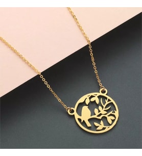 Kişiye Özel 925 Ayar Gümüş Tasarım Kuş Kolye (Gold)