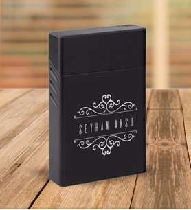 BK Gift Kişiye Özel Siyah Slim Boy Metal Sigara Kutusu-9