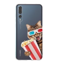 PrintiFy Huawei P20 Pro ile Uyumlu 1mm Slim Fit Kedi 1 050b Baskılı Şeffaf  Kılıf