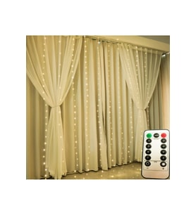 BELKIS Dekoratif Led Işık Perde Led 3 Metre Kumandalı 8 Ayrı Moda Sahip 3 Mt X 3 Mt Perde Peri Led Usb (Çok Renkli)