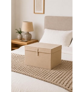 Çok Amaçlı Organizer Lüks Saklama Kutusu Düzenleyici Kutu Hurç Bej (Mini Boy 40 * 30 * 26)