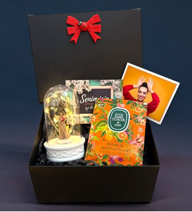 Sizlere Özel Fotoğraflı Hediye Paketi - Kişiye Özel Hediye Seti - Led Işıklı Fanuslu Premium Set (Model 4)