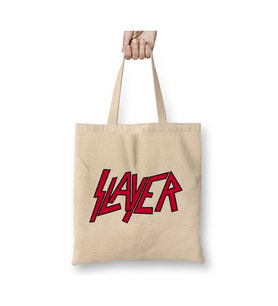 Slayer Logo Beyaz Bez Çanta Uzun Saplı Alışveriş Çantası Plaj Çantası