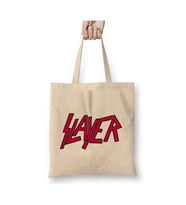 Slayer Logo Beyaz Bez Çanta Uzun Saplı Alışveriş Çantası Plaj Çantası