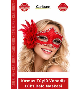 #BaloMaskesi Kırmızı Tüylü Venedik Lüks Parti Kostüm Aksesuarı Gösterişli Şıklık Balo Maskesi