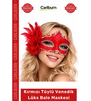 #BaloMaskesi Kırmızı Tüylü Venedik Lüks Parti Kostüm Aksesuarı Gösterişli Şıklık Balo Maskesi