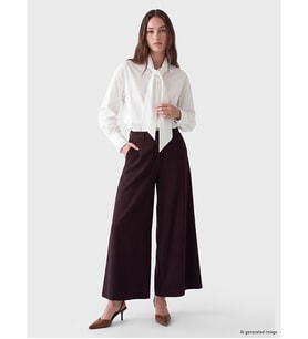 LCW Modest Mürdüm Loose Fit Geniş Paça Kadın Pantolon