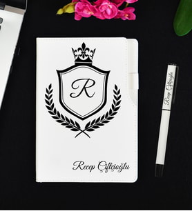 Babaya Hediye Kişiye Özel Beyaz Defter ve Roller Kalem Hediye Seti