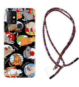 INFINIX Hot 8 9 10 11S Hot 10 Play 10T Kılıf Boyun Asklı Rasta Silikon Miyavlamalar 1793