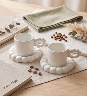 Pofuduk Halka Kulplu Bubble Double Espresso Ve Fincan Takımı -140 ml