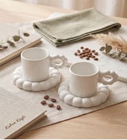 Pofuduk Halka Kulplu Bubble Double Espresso Ve Fincan Takımı -140 ml
