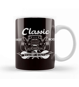 Classic Hot Rod American Old Cars Automobile Hotrod Garage Kupa Bardak Porselen