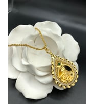 22 ayar altın kaplama kadın gold zirkon taşlı halat zincirli tugralı kolye modeli