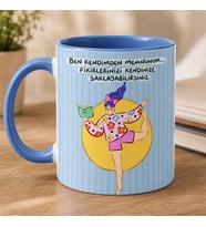 Ben Kendimden Memnunum Temalı Mavi Kupa Bardak