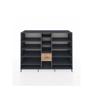 Kronos Dolap 11 Raflı 3 Çekmeceli  220x59x163 Antrasit-Antrasit/Çam