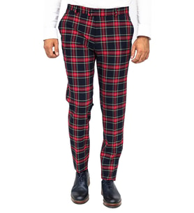Ekose Desenli Slim Fit Lacivert Erkek Pantolon - Wessi