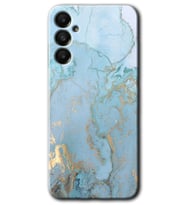 Galaxy A05s Kılıf HD Desen Baskılı Kılıf - Mavi Gold Mermer