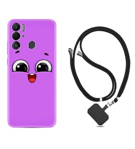 Tecno Pova Neo Kılıf Silikon Boyun Askılı İpli Desenli Silikon Purple Sweety 1717