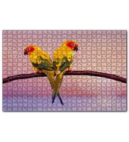 Cakapuzzle Daldaki Sarı Kırmızı Yeşil Sevda Kuşları Flu Deniz  Puzzle Yapboz MDF (Ahşap) (120 Parça)