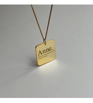Kişiye Özel Tasarım Anne Yazılı Modern Plaka Kolye 925K Gümüş (Gold) Anneler Günü Hediye Takı