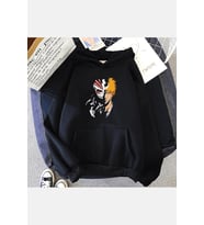 Bleach İchigo Hollow Siyah Kapşonlu Sweatshirt (Siyah)