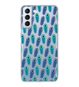 PrintiFy Samsung Galaxy S21 Plus ile Uyumlu Nazar Boncuğu 4  Kamera Korumalı Şeffaf Silikon Kılıf