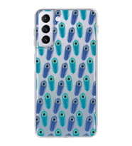 PrintiFy Samsung Galaxy S21 Plus ile Uyumlu Nazar Boncuğu 4  Kamera Korumalı Şeffaf Silikon Kılıf