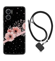Xiaomi Redmi Note 11E Kılıf Resimli Boyun Askılı İpli Desenli Silikon Flowers Dots 1423