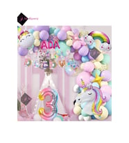 3 Harfli 3 Yaş Karakterli Unicorn Temalı İyi Ki Doğdun Makaron Balon Doğum Günü Parti Kutlama Seti