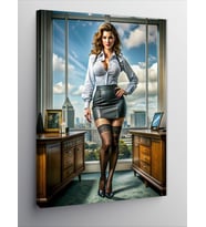Kanvas Tablo Jartiyer Çoraplı Pin Up Kızı