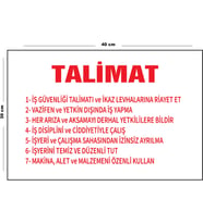 Metal İş Güvenliği Talimatı 30 cm x 40 cm A3 Büyüklüğünde Uyarı Levhası Yönlendirme Tabelası