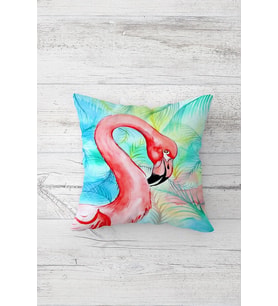 Pembe Flamingo Desenli Çift Tarafı Baskı Gizli Fermuarlı Yastık Kılıfı Kırlent Koltuk Yastık Kılıfı (Turkuaz)