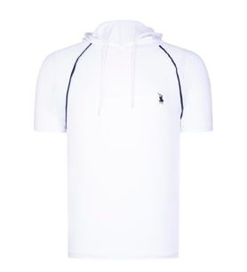 T8570 DEWBERRY KAPŞONLU ERKEK T-SHIRT-DÜZ BEYAZ (Karışık)